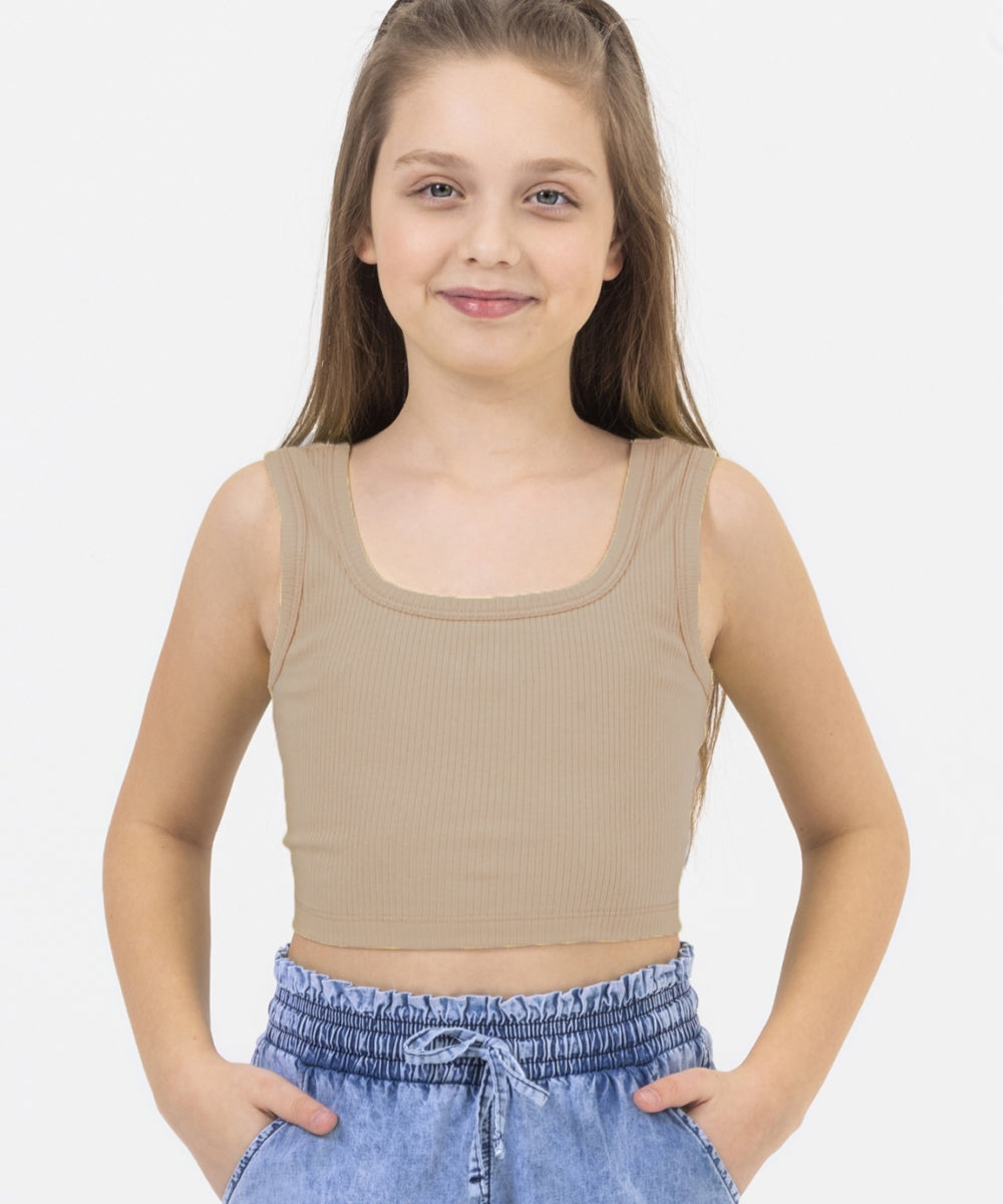 Taupe Ribbed Crop Top