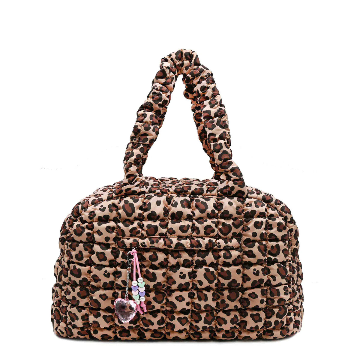 Quilted Scrunchies Leopard Printed Medium Duffle Bag