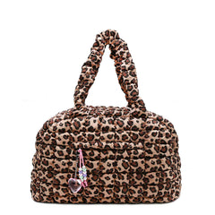 Quilted Scrunchies Leopard Printed Medium Duffle Bag