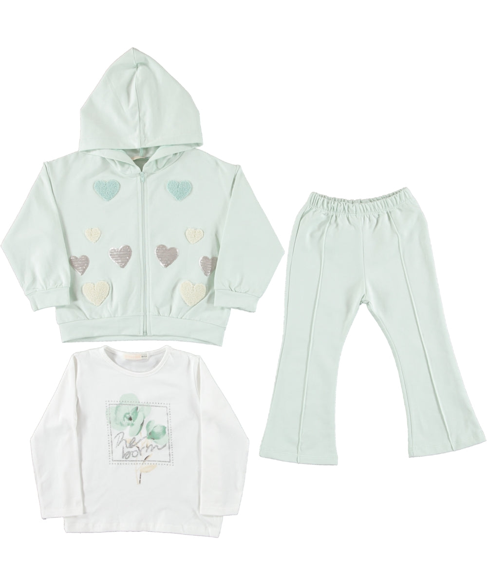 Minty Hearts Hoody Set