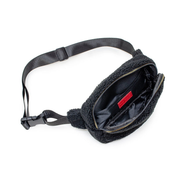 Black Fuzzy Crossbody Sling Bag w/ Heart