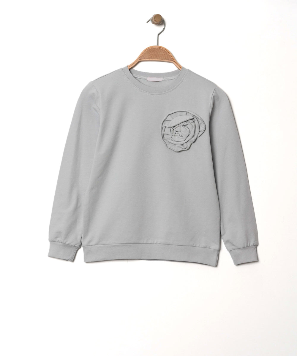 Rosette Charm Sweatshirt Grey