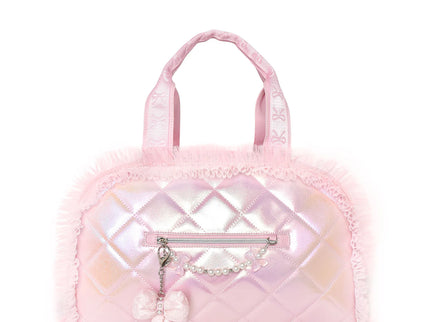 Quilted Holographic Medium Duffle Bag with Bag Charm