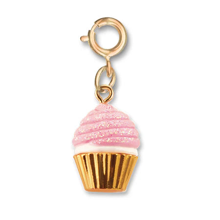 Gold Pink Glitter Cupcake Charm