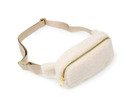 Beige Fuzzy Crossbody Sling Bag w/ Heart