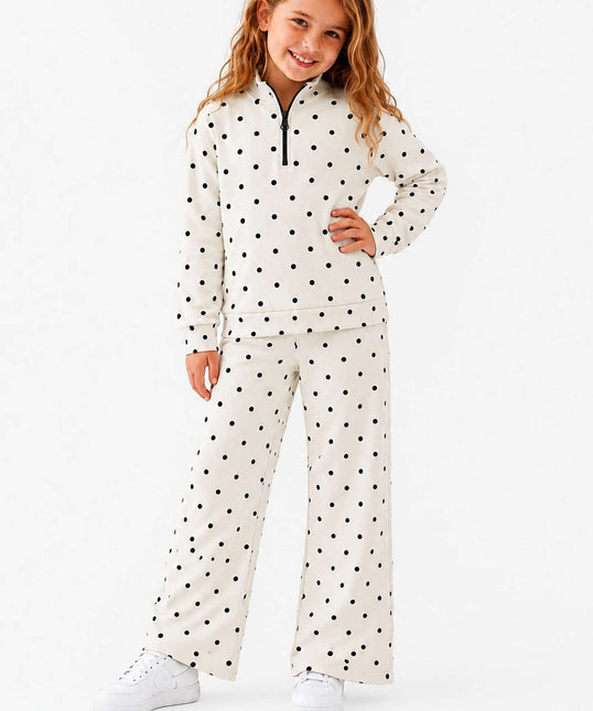 Girls White Polka Dot Tracksuit