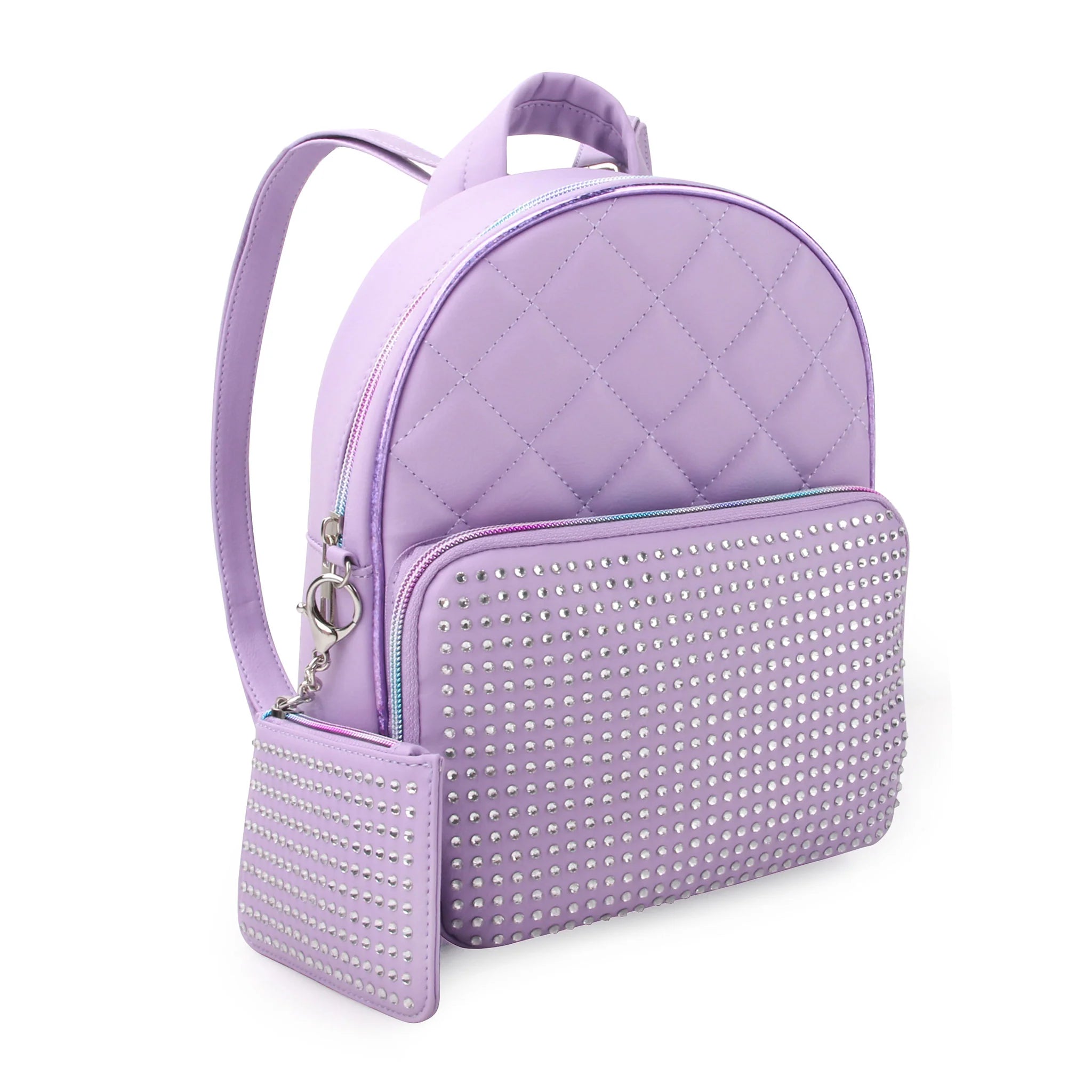 Rhinestone Quilted Mini Backpack with Coin Purse