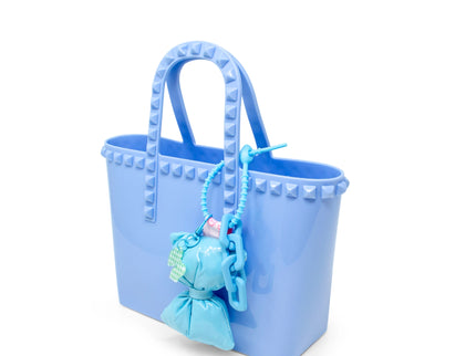 Blue Tiny Jelly Stud Tote w/ Bow Charm