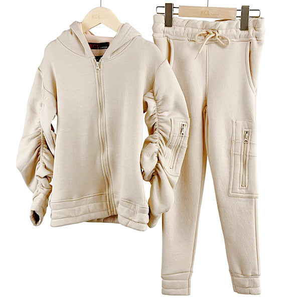 Beige Cozy Cloud Zip-Up Set