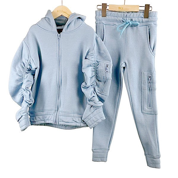 Blue Cozy Cloud Zip-Up Set