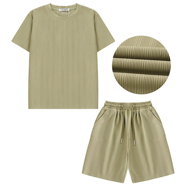 Boys Ribbed Detailed Shorts Set