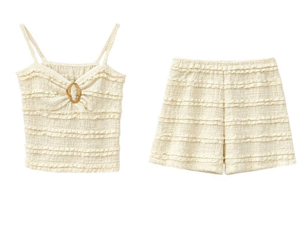 Ruffled Crop Top Short Set