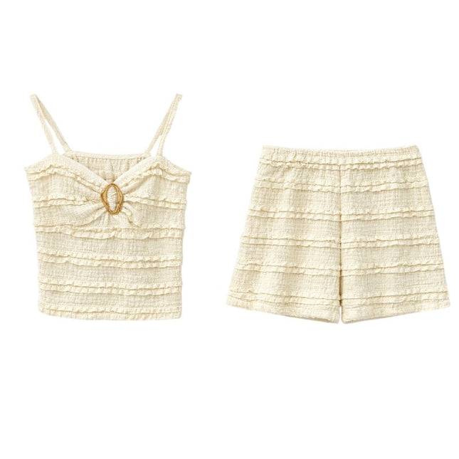 Ruffled Crop Top Short Set