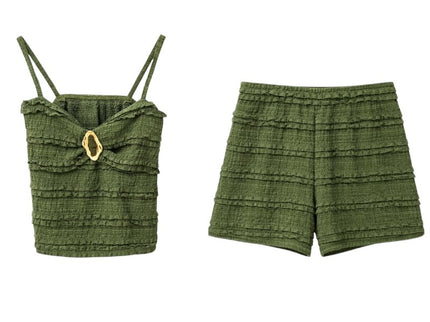 Ruffled Crop Top Short Set