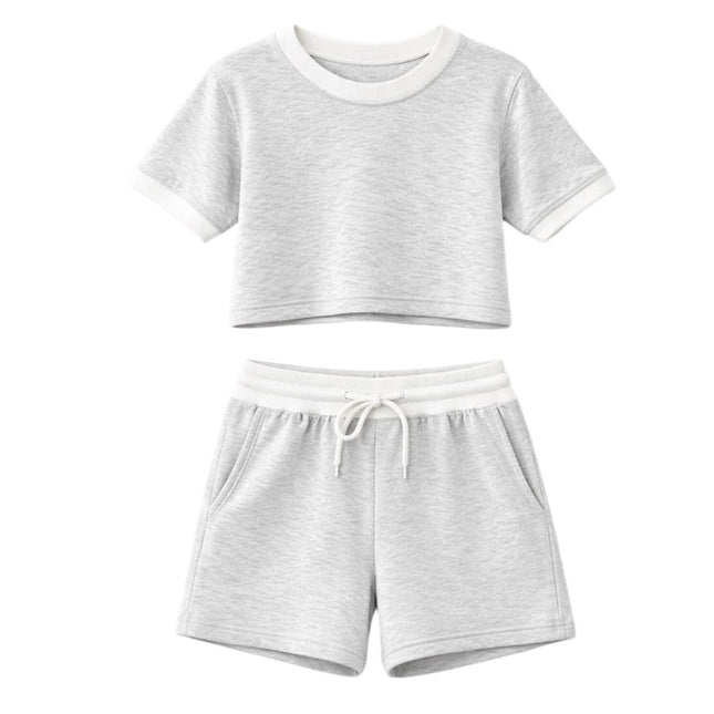 Girls Grey Crop Set