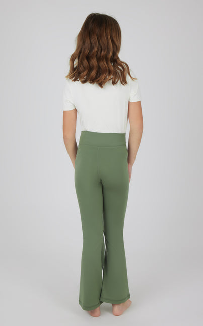 Girls Full Flare Pants Green