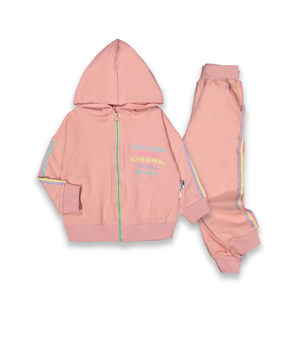 Good Vibes Hoodie Set Pink