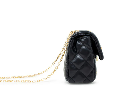 Quilted Stud Mini Bag Black