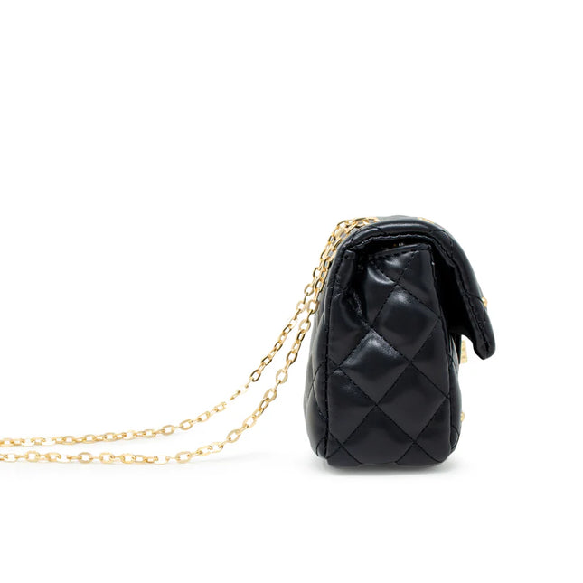 Quilted Stud Mini Bag Black