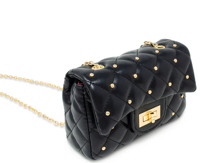 Quilted Stud Mini Bag Black