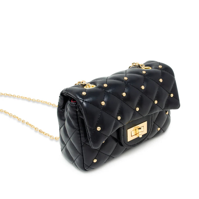 Quilted Stud Mini Bag Black