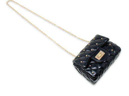 Quilted Stud Mini Bag Black