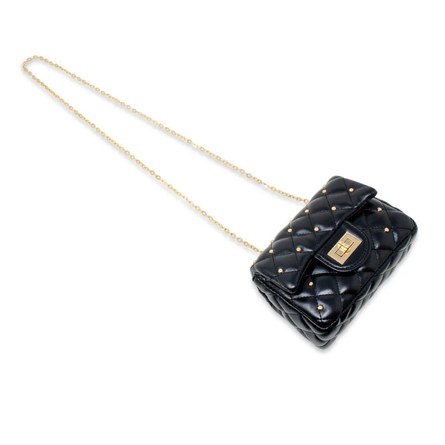 Quilted Stud Mini Bag Black