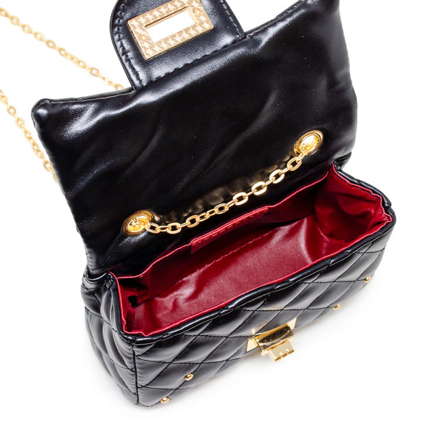 Quilted Stud Mini Bag Black