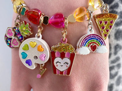 Gold Rainbow Heart Bead Stretch Bracelet