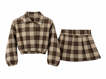 Girls Plaid Skirt Set