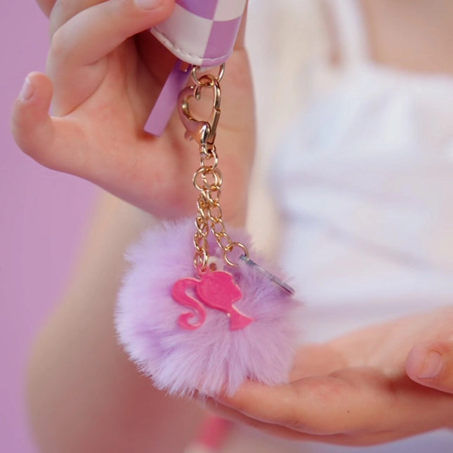 Barbie™ Purple Checkered Kids Zip Wallet with Pom Charm
