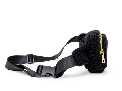 Black Fuzzy Crossbody Sling Bag w/ Heart