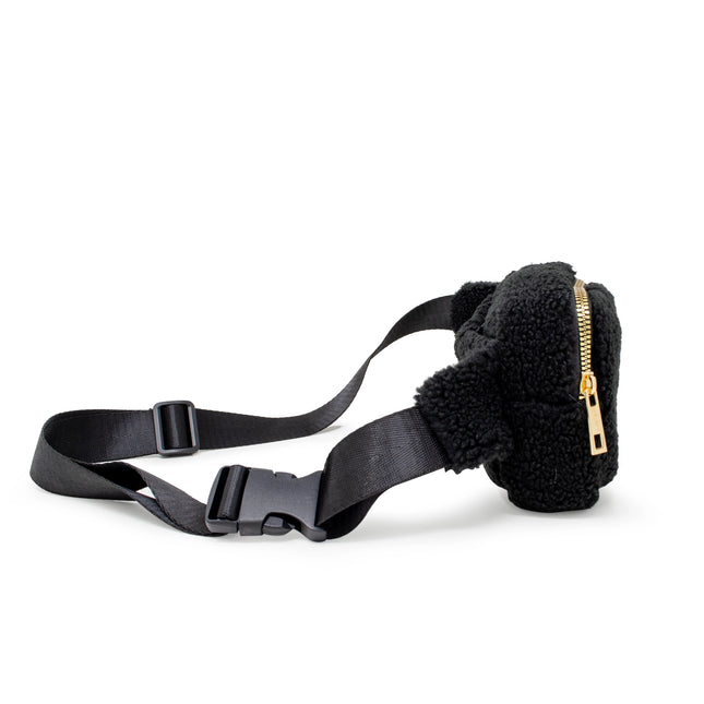 Black Fuzzy Crossbody Sling Bag w/ Heart