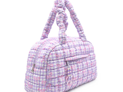 Quilted Scrunchies Gingham Bow Printed Medium Duffle Bag