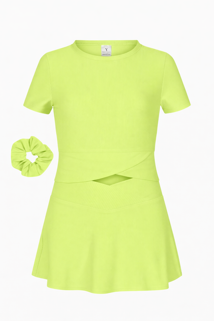 Girls Ribbed 3pc Crossover Skort Set