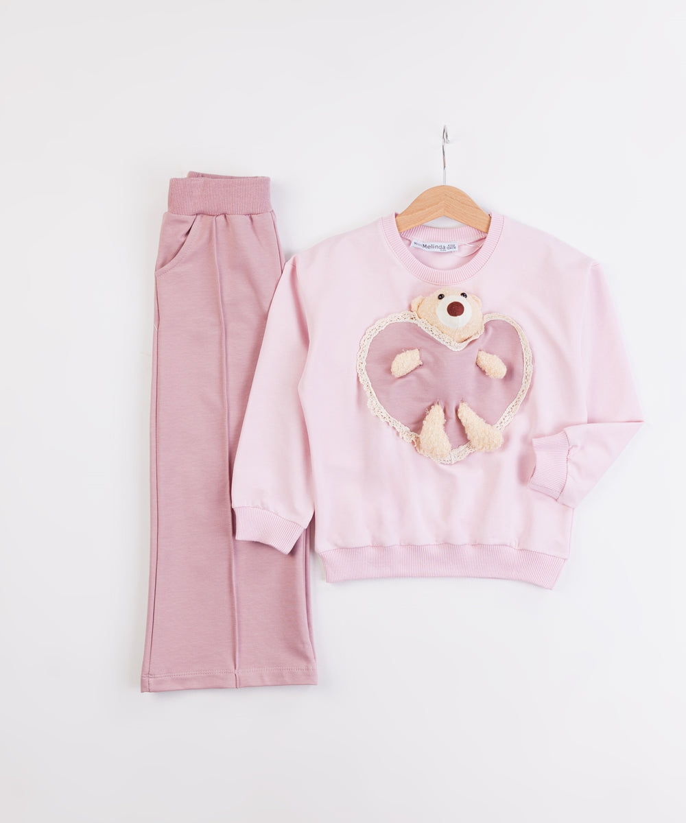 Teddy Love Sweatshirt Set Purple