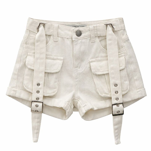 Mini Cargo Shorts White