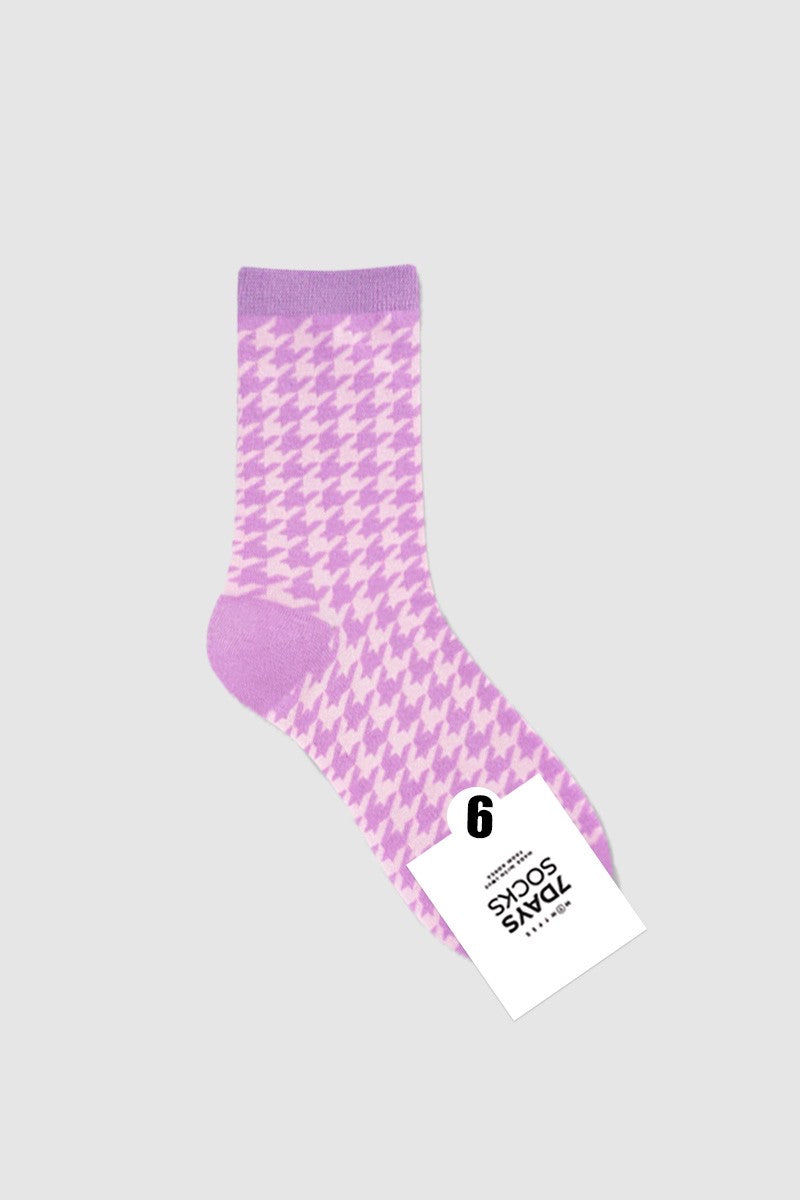 Purple Houndstooth Socks - Big Kids/Adults