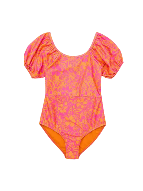 Pink Paradise Puff Sleeve Swimsuit