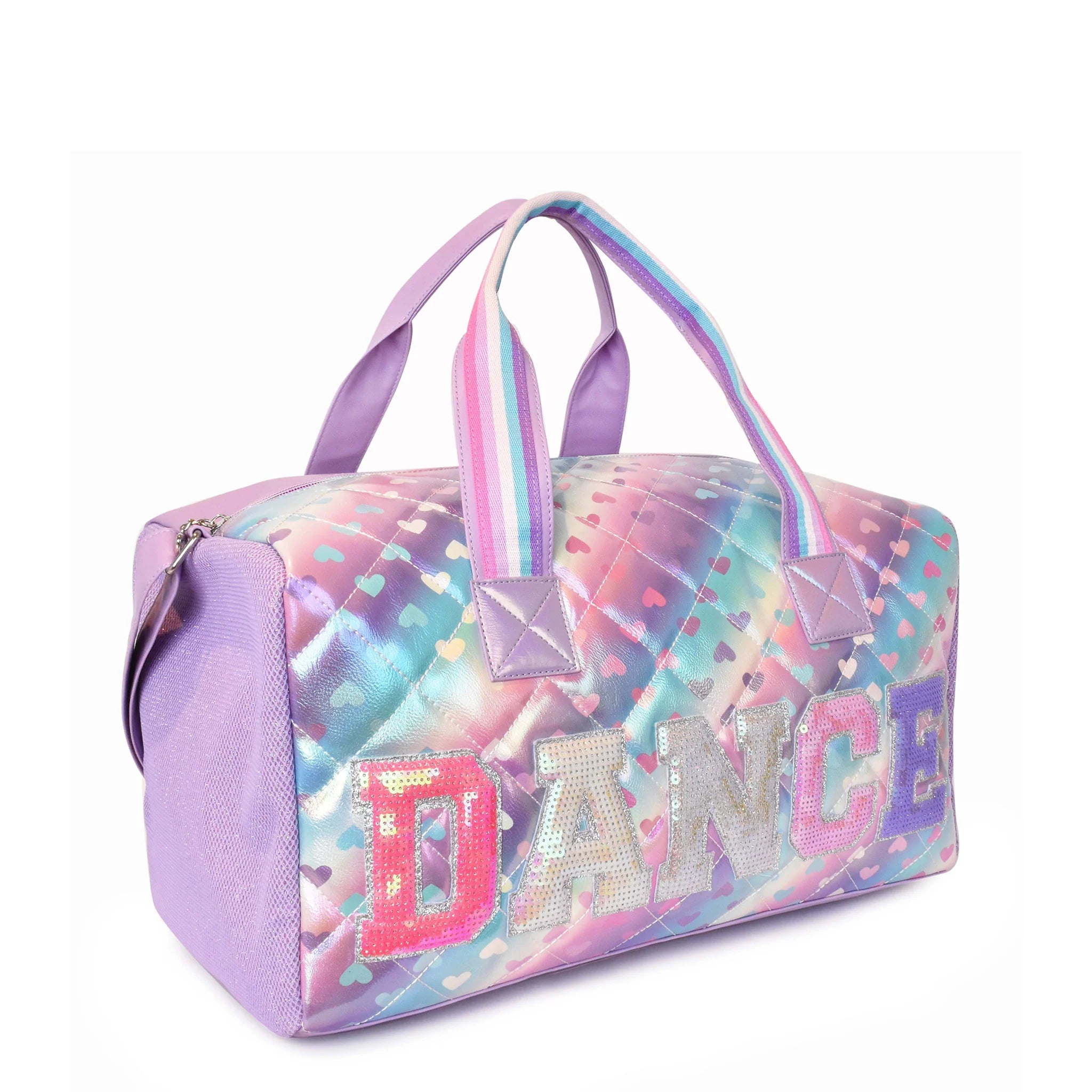 Dance' Ombre Hearts Metallic Quilted Large Duffle Bag