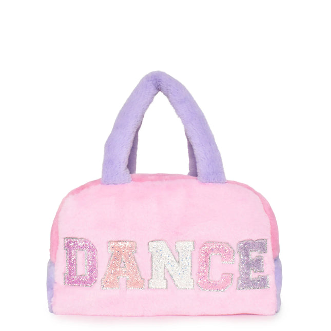 Color Block Plush "DANCE" Medium Duffle Bag