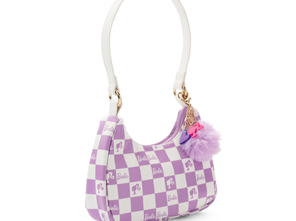 Barbie™ Purple Checkered Kids Hobo Handbag