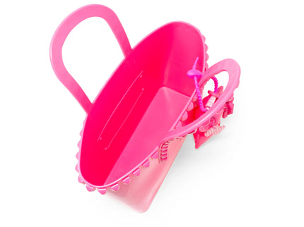 Hot Pink Tiny Jelly Stud Tote w/ Bow Charm