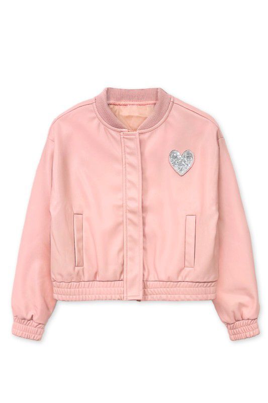 Pink Sparkle Heart Bomber