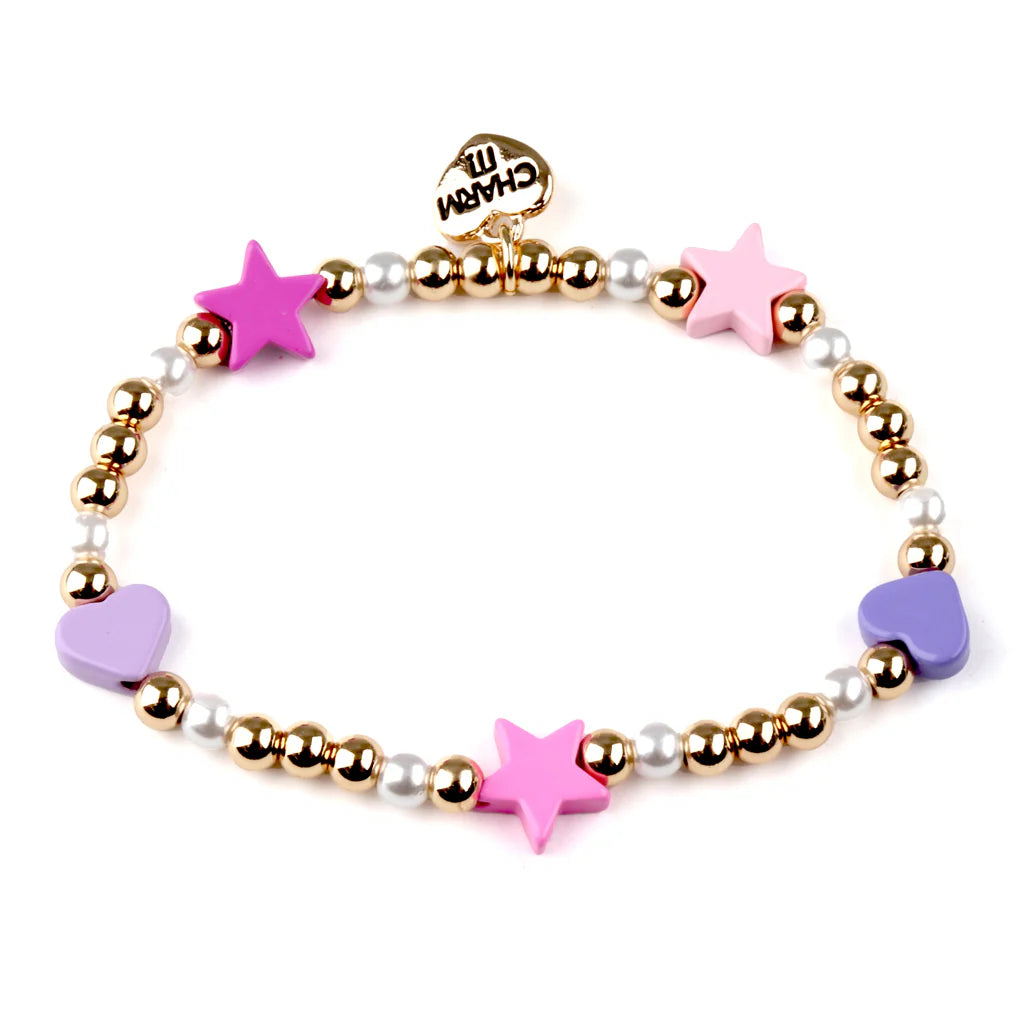 Gold Heart & Star Stretch Bead Bracelets