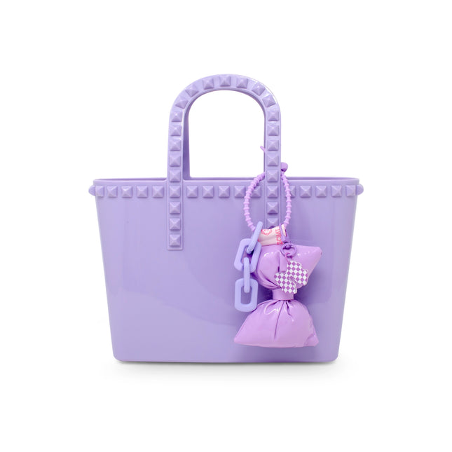 Purple Tiny Jelly Stud Tote w/ Bow Charm