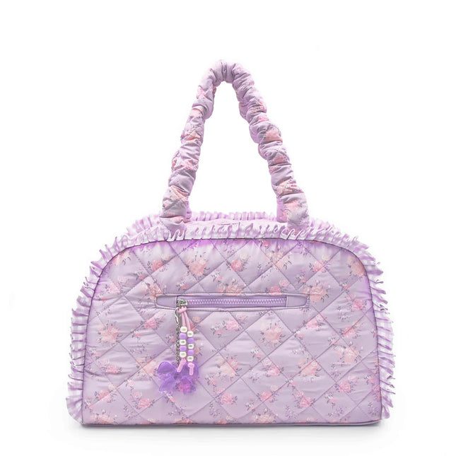 Quilted Floral Printed Medium Duffle Bag