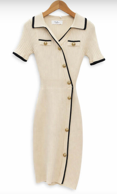 Button Up Dress Beige