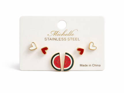 Mini Love + Melon Trio Stud Set