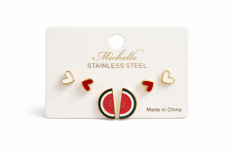 Mini Love + Melon Trio Stud Set
